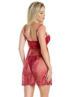 Babydoll med BH-cuper, sateng, vippekant blonde
